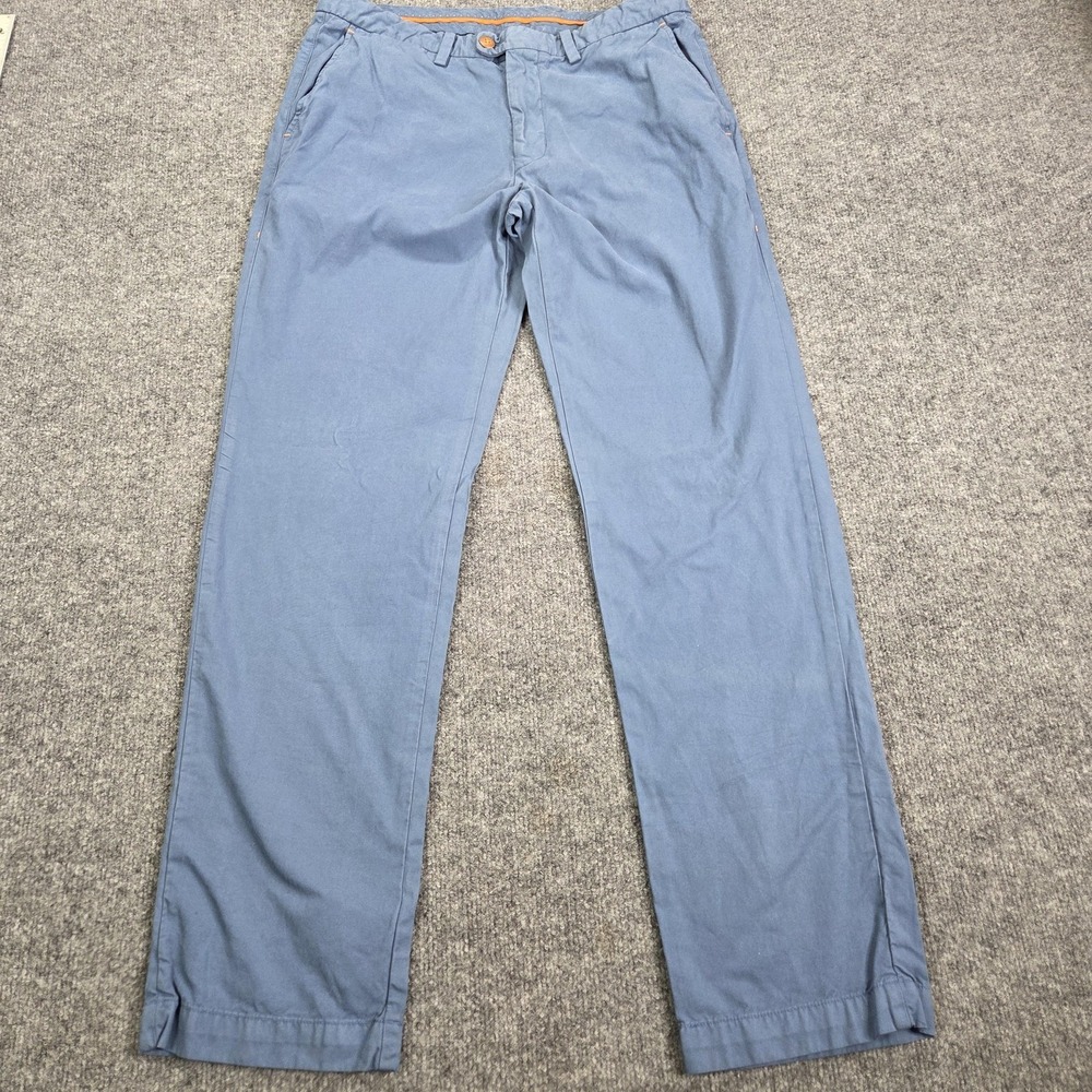 Tommy Bahama Pants Mens 33x31 Blue Pima Cotton Straight Chino Casual Flat Front